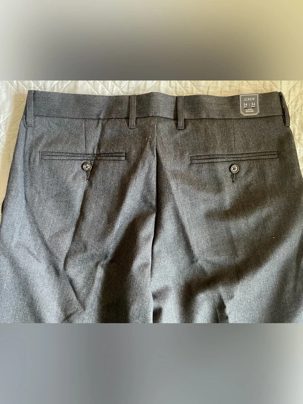 J.CREW Classic creased wool trouser in Heathered Charcoal Size 34/34 NWT CO452